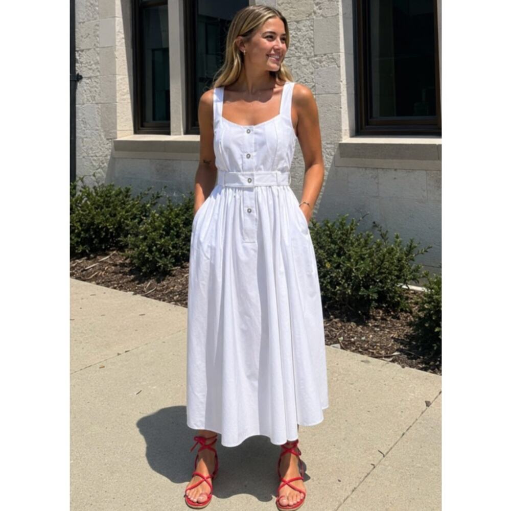 HUNTER BELL Cleo Fitter Maxi Dress in Bright White Size 10